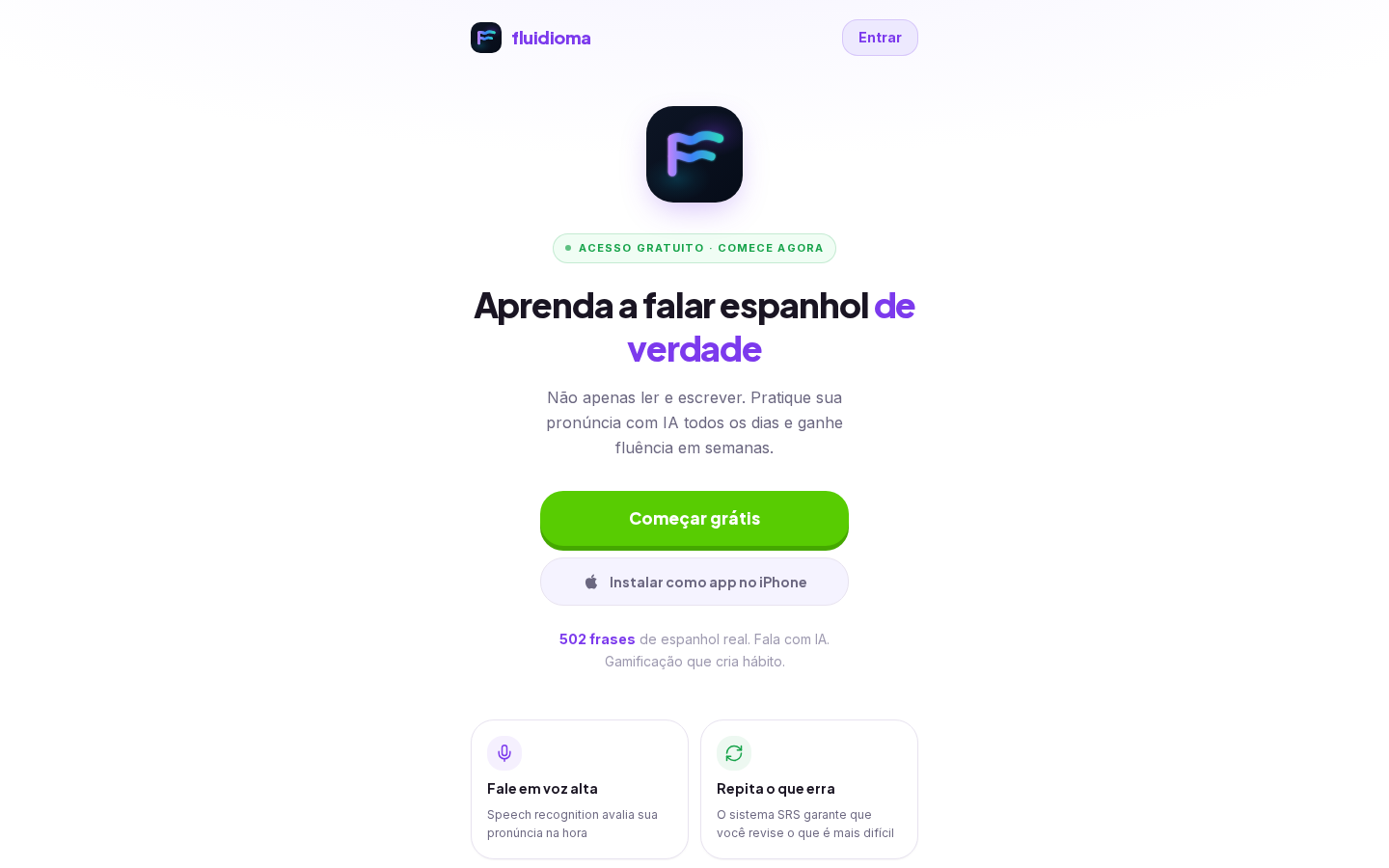 Print do site Fluidioma
