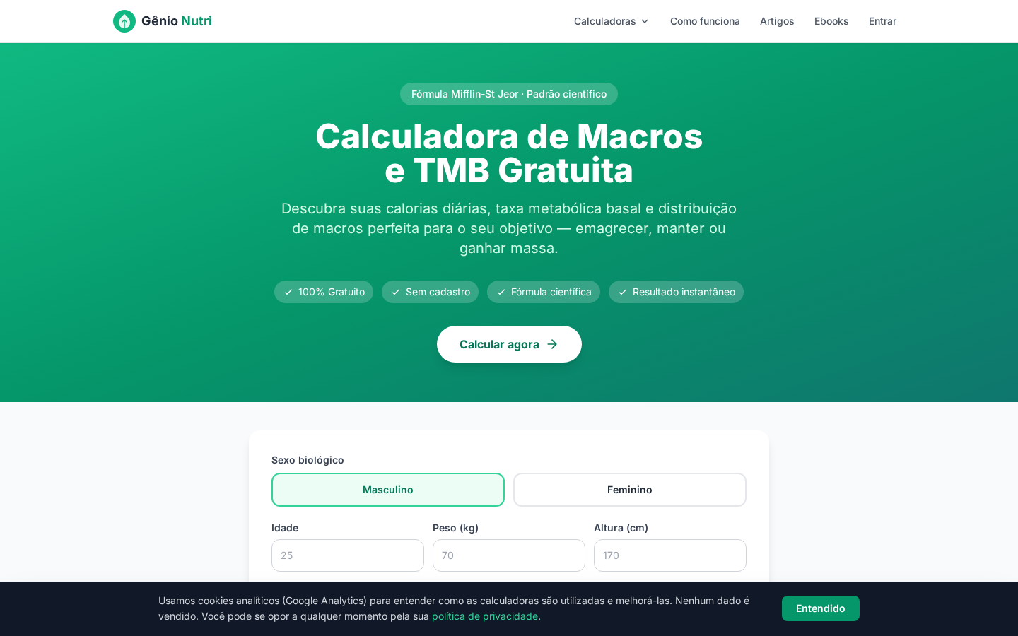 Print do site Gênio Nutri