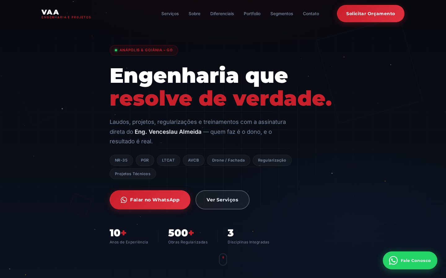 Print do site VAA Engenharia e Projetos