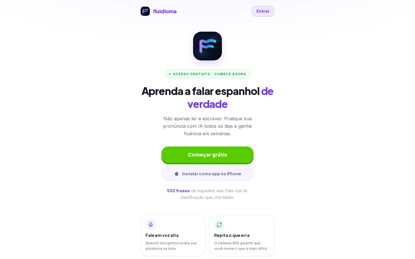 Print do site Fluidioma