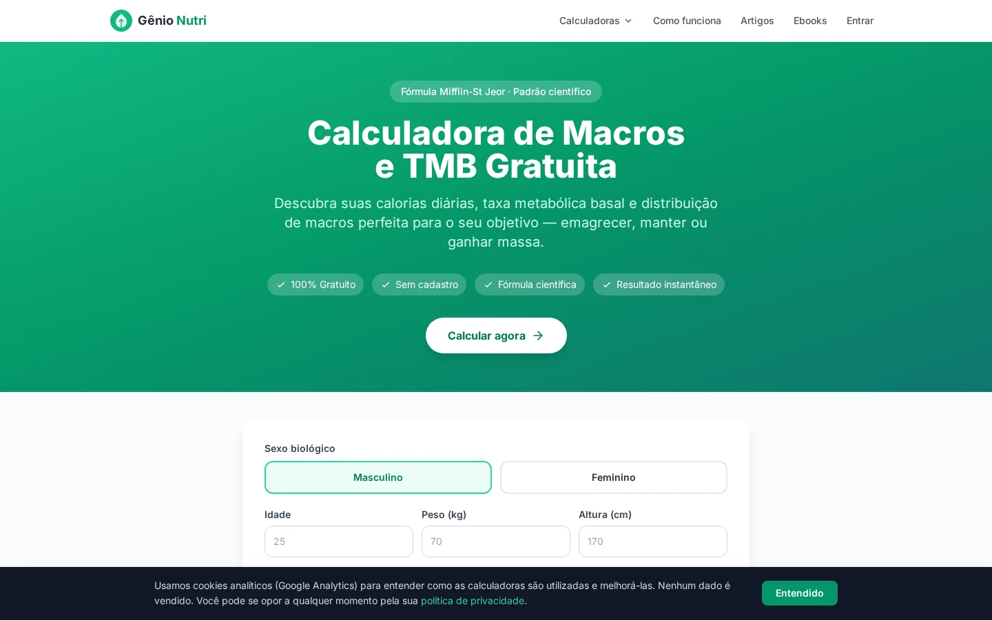 Print do site Gênio Nutri