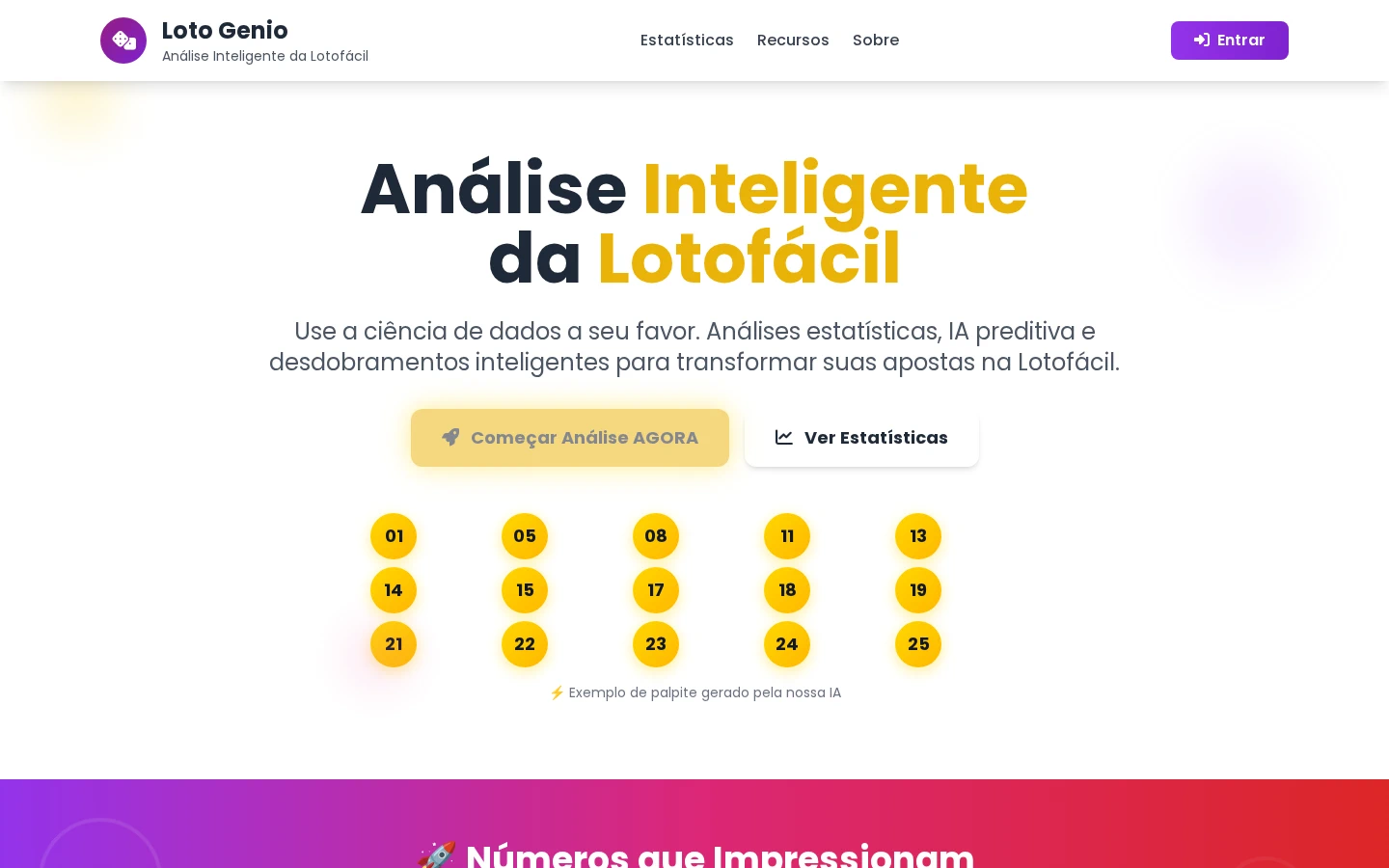 Print do site Loto Genio